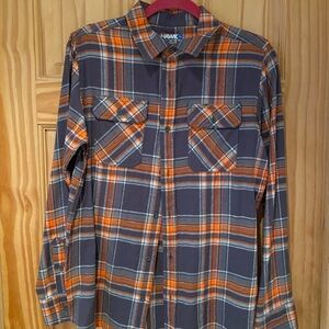 Tony Hawk Men's Gray and Orange Plaid Shirt